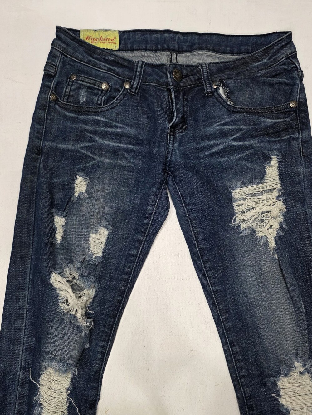 Vintage Machine Nouvelle Mode Womens Y2K Distressed Skinny Jeans Blue Size 26 40